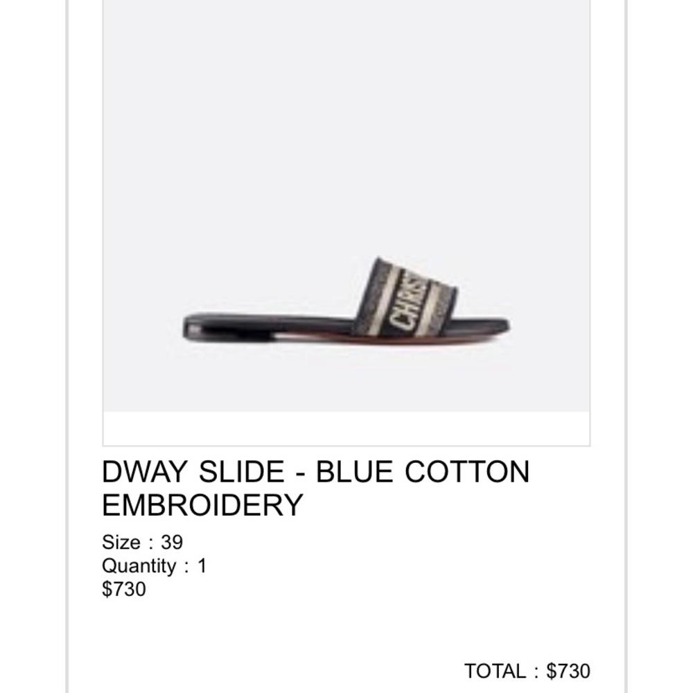 Navy Dior Dway slides Size EU 39 fits US 7.5-8